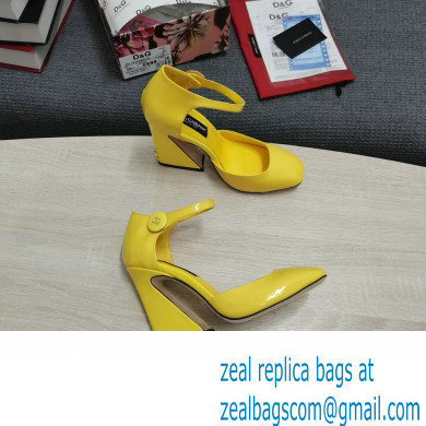 Dolce  &  Gabbana Heel 6.5cm/10.5cm Patent leather Mary Janes Yellow with Geometric Heel 2022